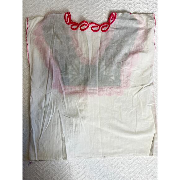 Mexican Embroidered Floral Blouse One Size Fits All Boho Handmade Cotton Top - Picture 2 of 5